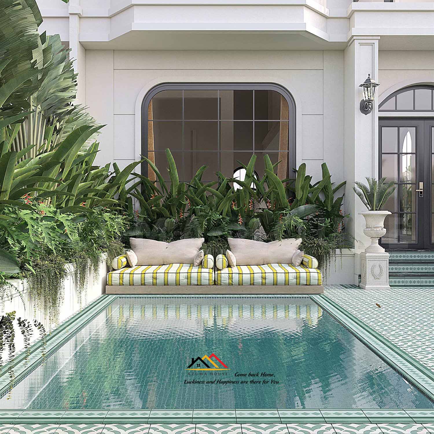 Hồ bơi biệt thự xanh mát