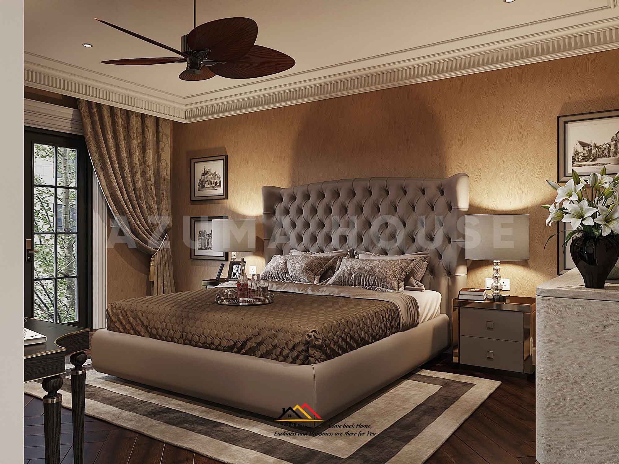 Thiết kế giường ngủ da bọc nệm