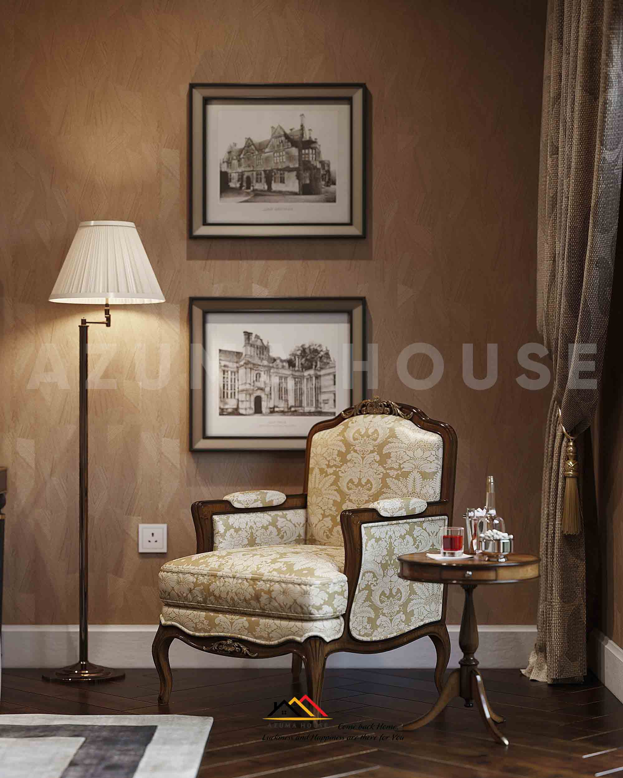 Thiết kế phòng ngủ biệt thự Indochine