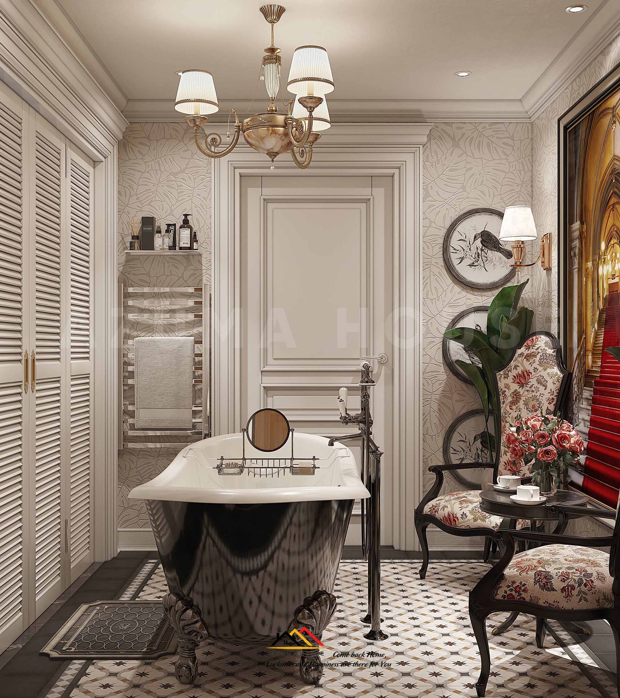 Thiết kế nội thất phòng tắm Indochine