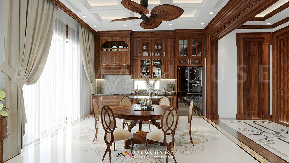 Phòng bếp và bàn ăn đậm nét Đông Dương