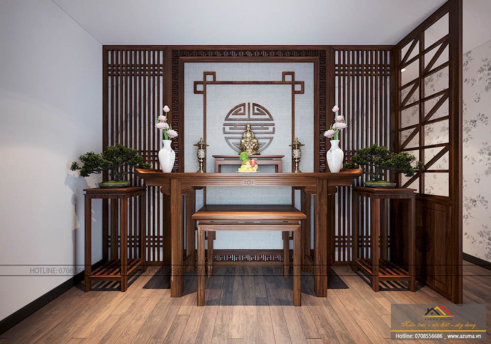 Phòng thờ biệt thự đẹp trang nghiêm