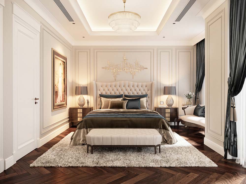 Mẫu nội thất phòng ngủ tân cổ điển