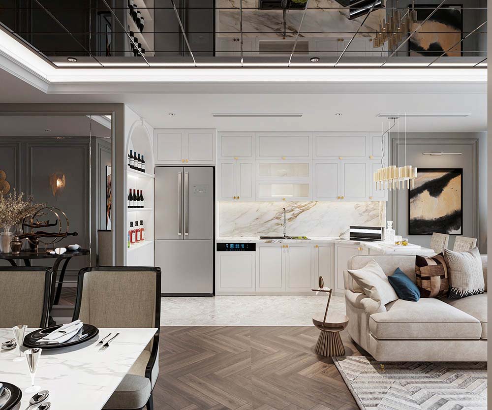 Thiết kế phòng bếp tân cổ điển