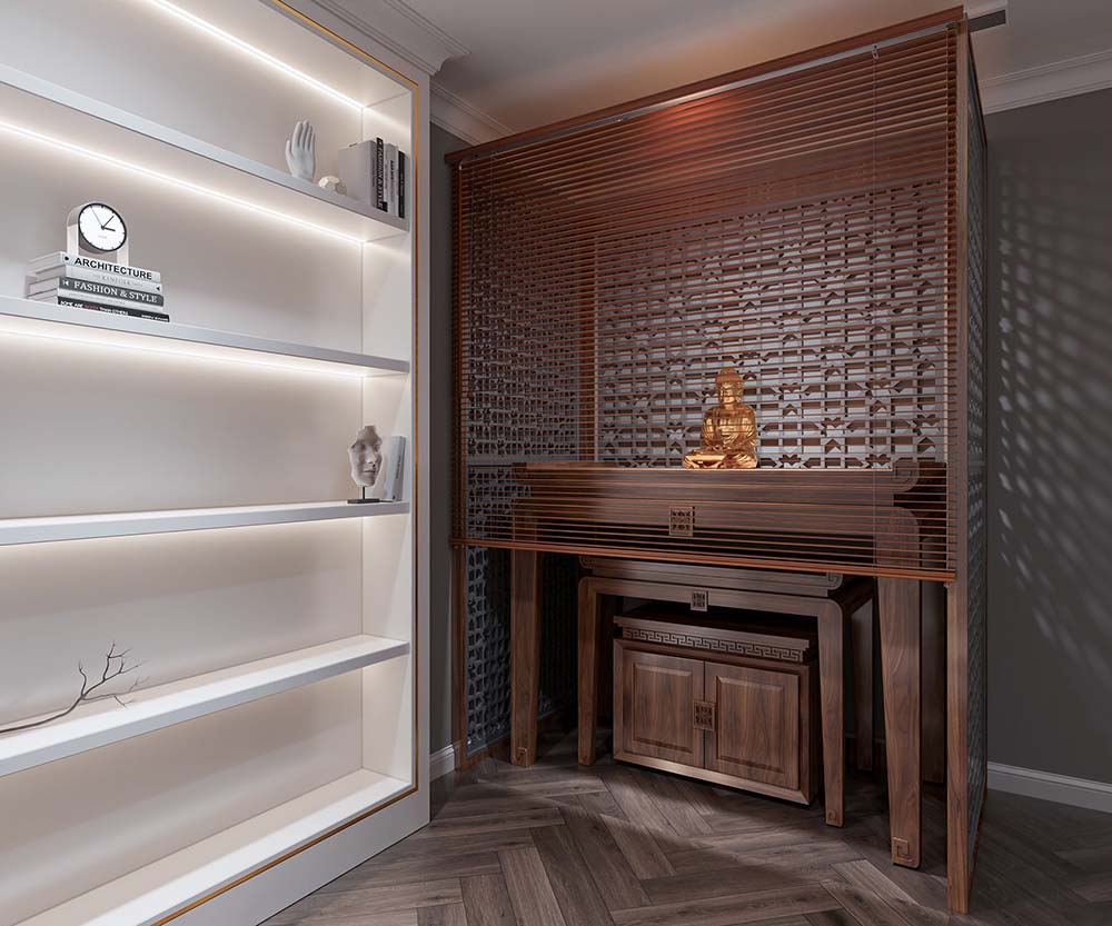 Thiết kế phòng thờ trang trọng cho căn hộ