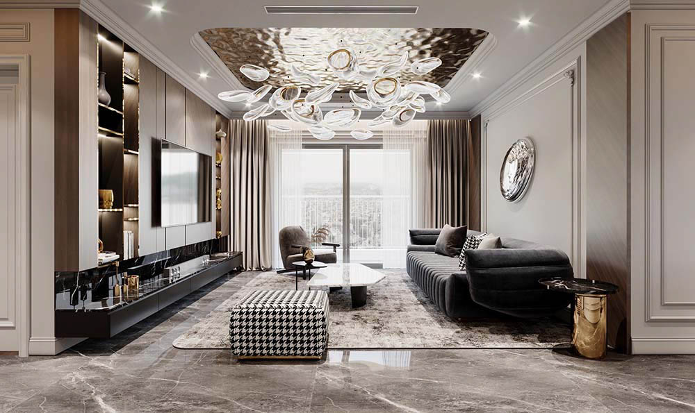 Thiết kế phòng khách chung cư Luxury