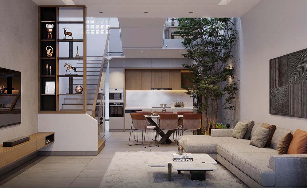 Thiết kế nội thất nhà lệch tầng