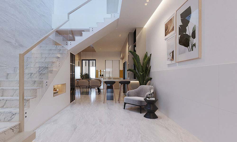 Thiết kế nội thất nhà ống lệch tầng