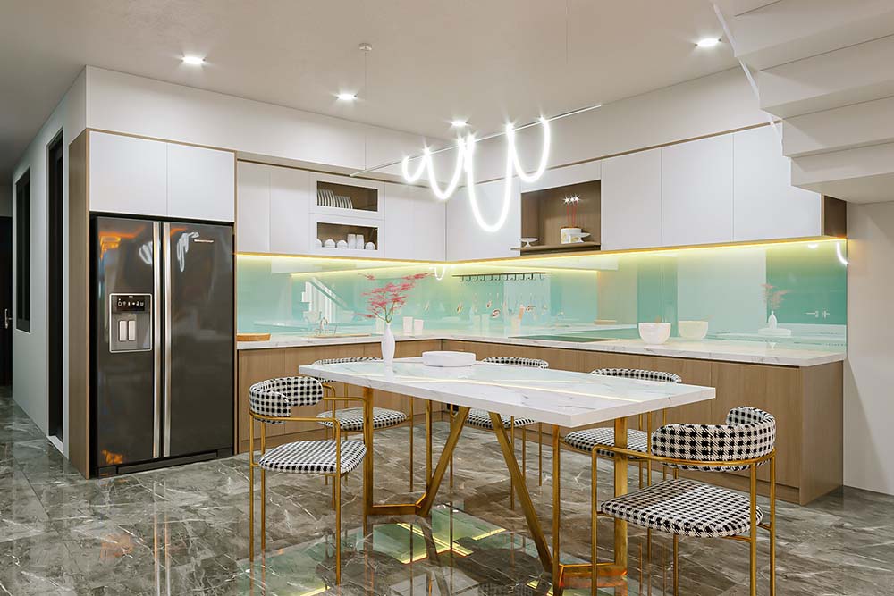 Phòng bếp nhà ống lệch tầng