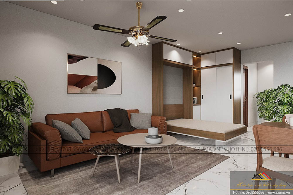 Mẫu phòng khách nhà ống 36m2