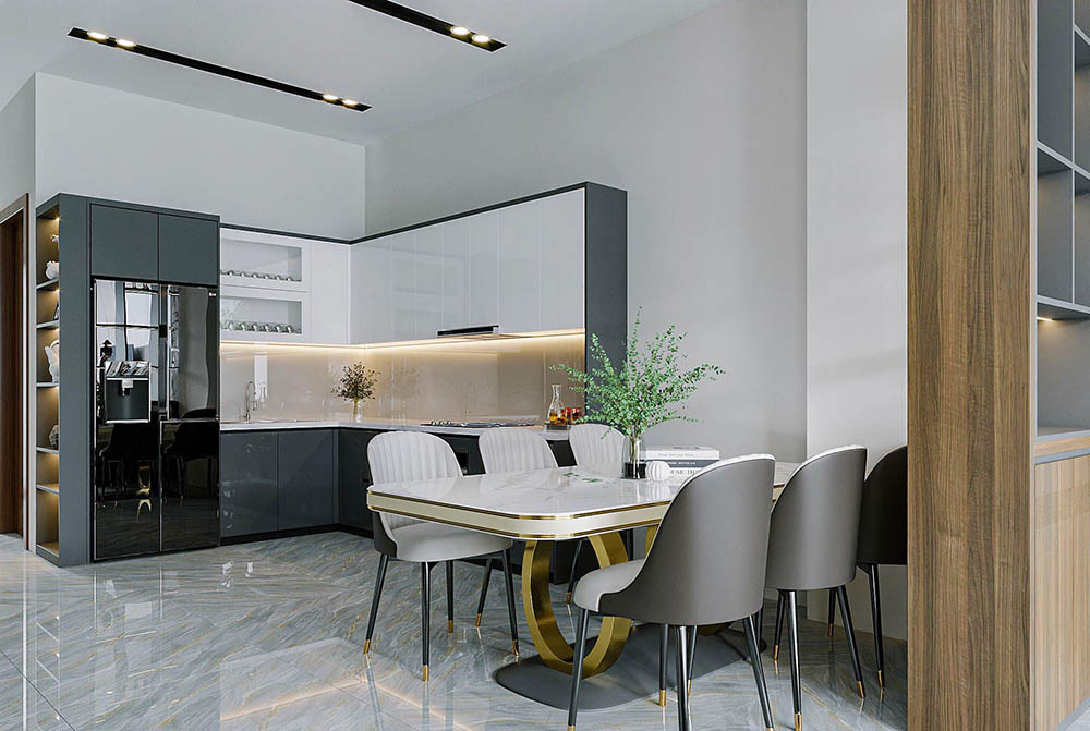 Mẫu phòng bếp nhà ống 3 tầng đẹp