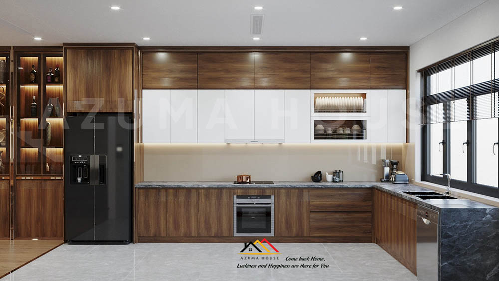 Tủ bếp gỗ công nghiệp