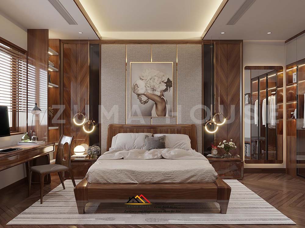 Thiết kế phòng ngủ gỗ tự nhiên