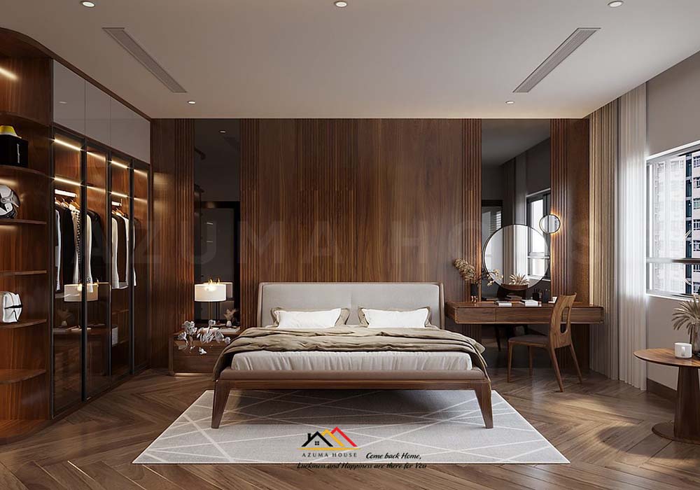 Mẫu phòng ngủ gỗ óc chó đẹp